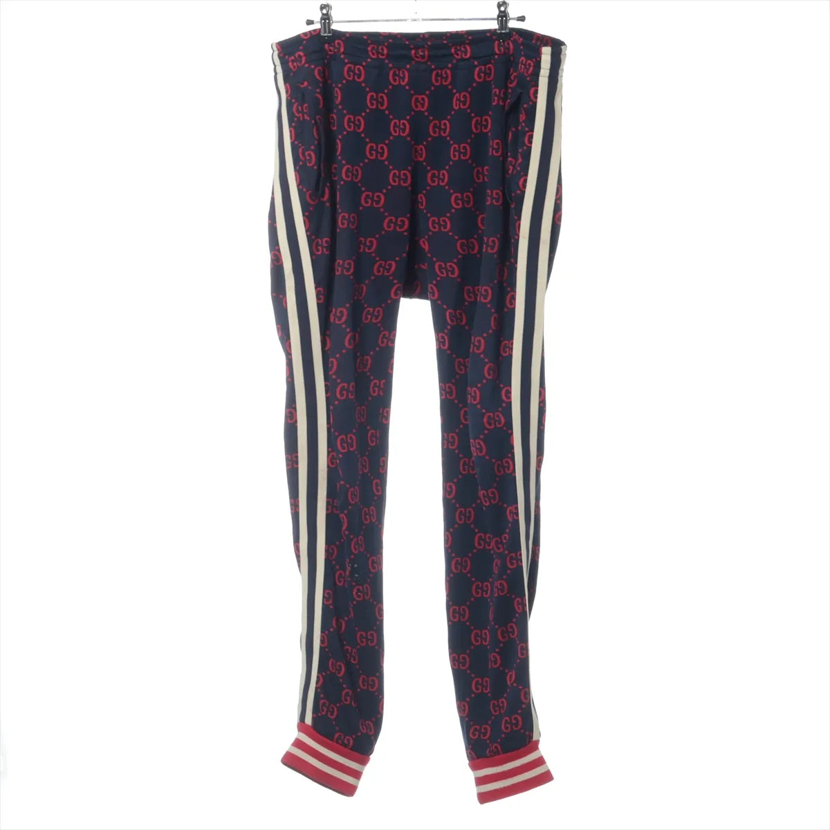 Gucci GG Jacquard Cotton Track Pants Navy Blue x Red