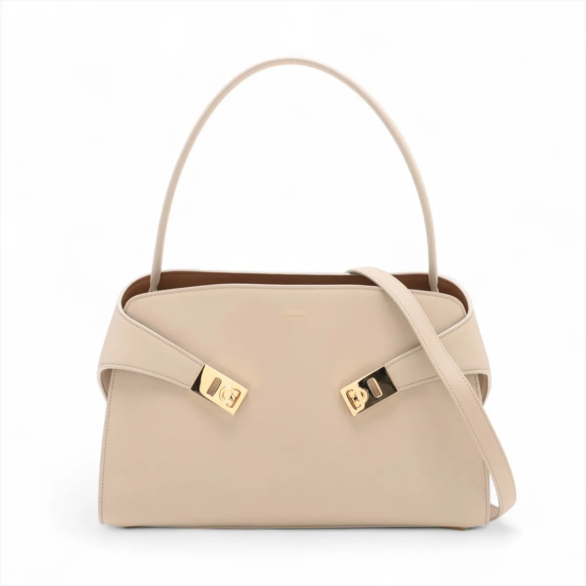 Ferragamo Hug Leather Handbag Beige