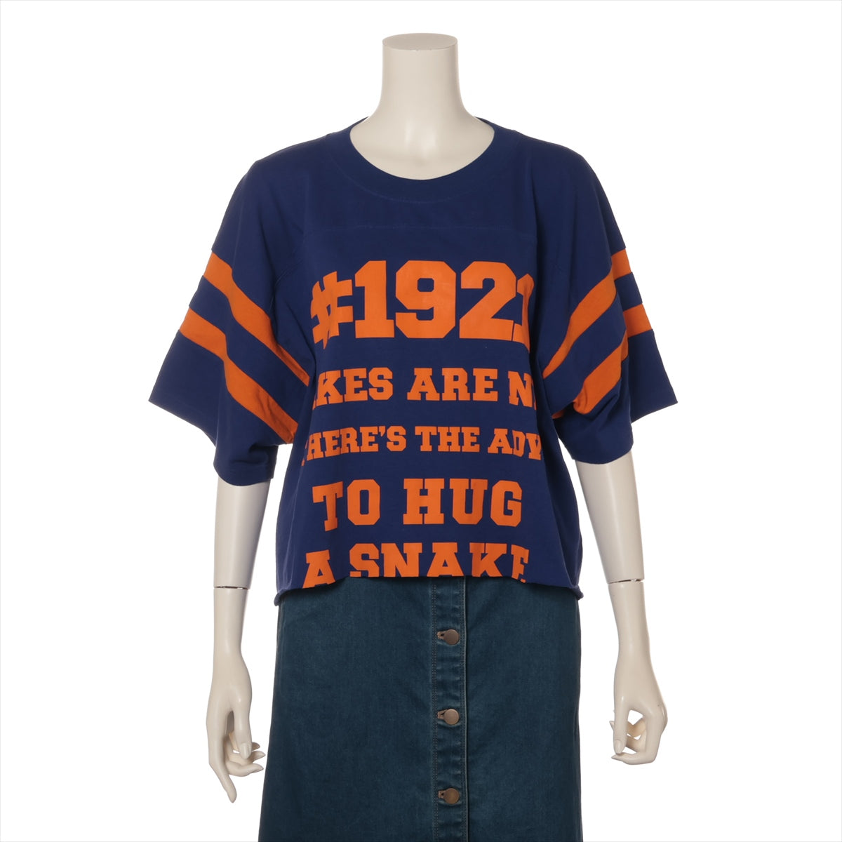 Gucci Cotton T-Shirt in Navy Blue x Orange