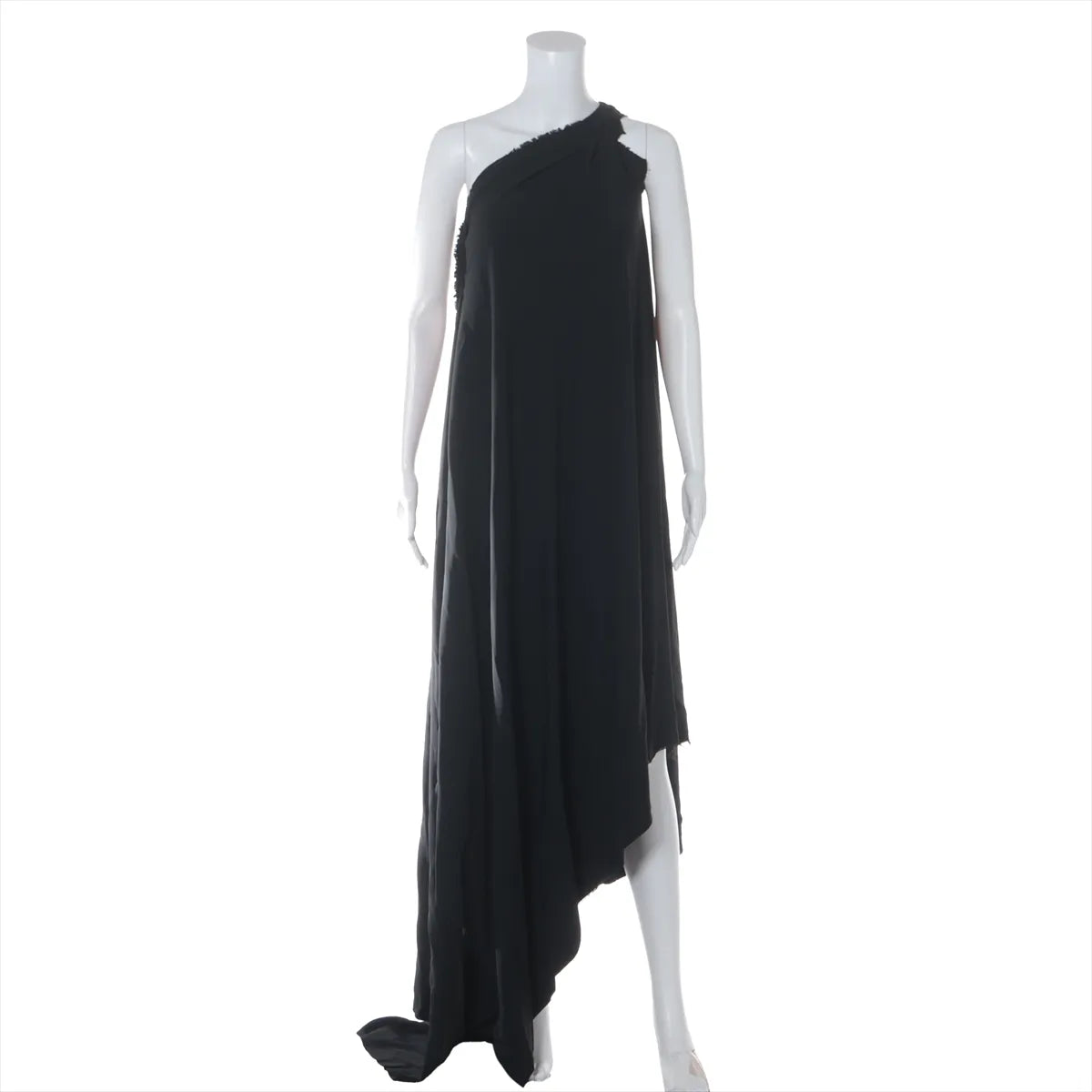 Balenciaga One Side Sleeve Rayon Long Dress Black — product photo 1