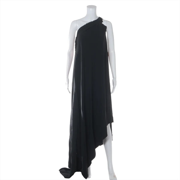 Balenciaga One Side Sleeve Rayon Long Dress Black