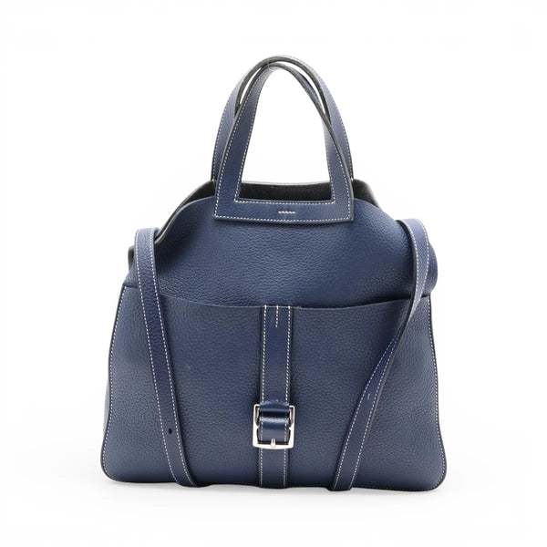 Hermes Halzan 31 Taurillon Clemence Blue Sapphire