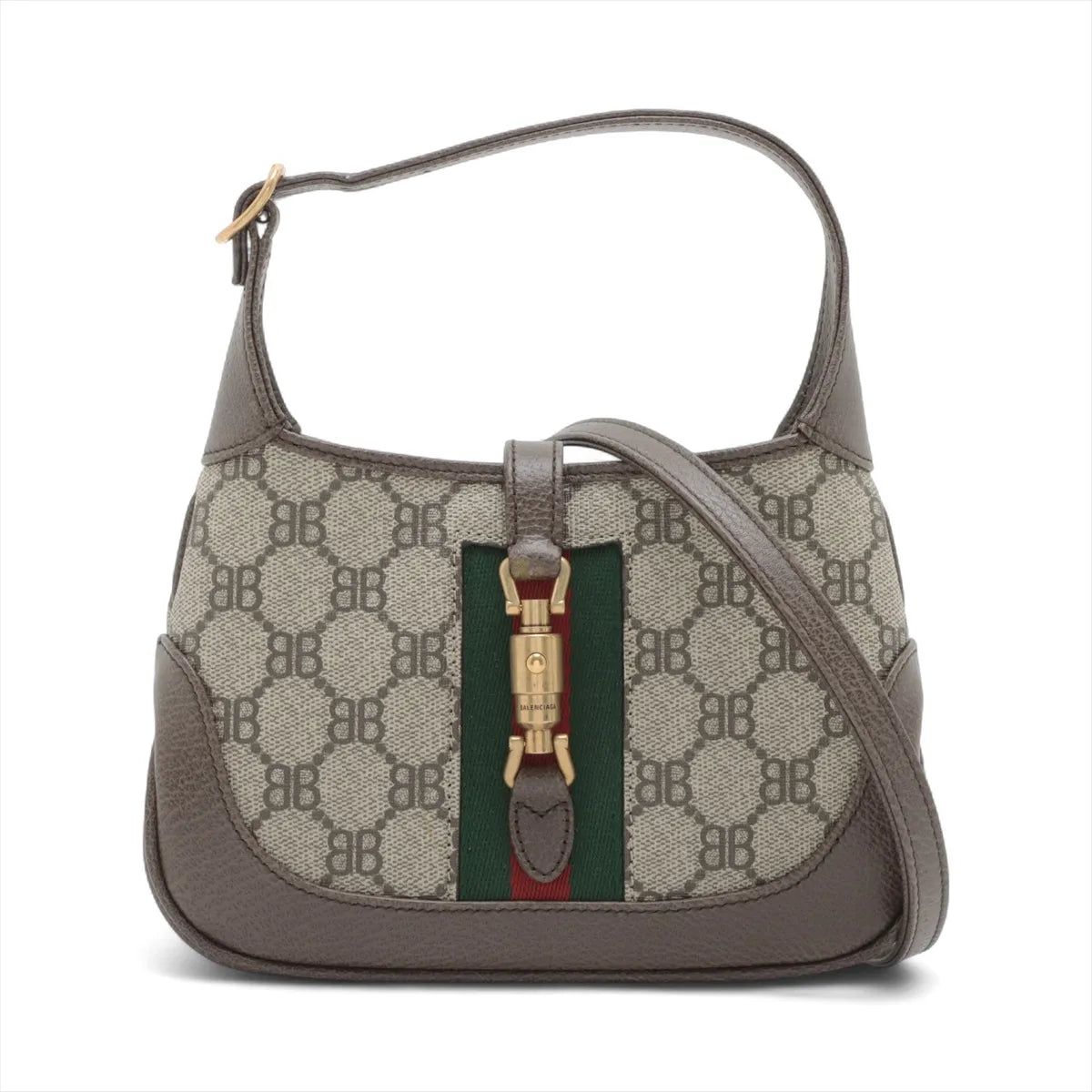 Gucci x Balenciaga Jackie Leather Shoulder Bag Greige
