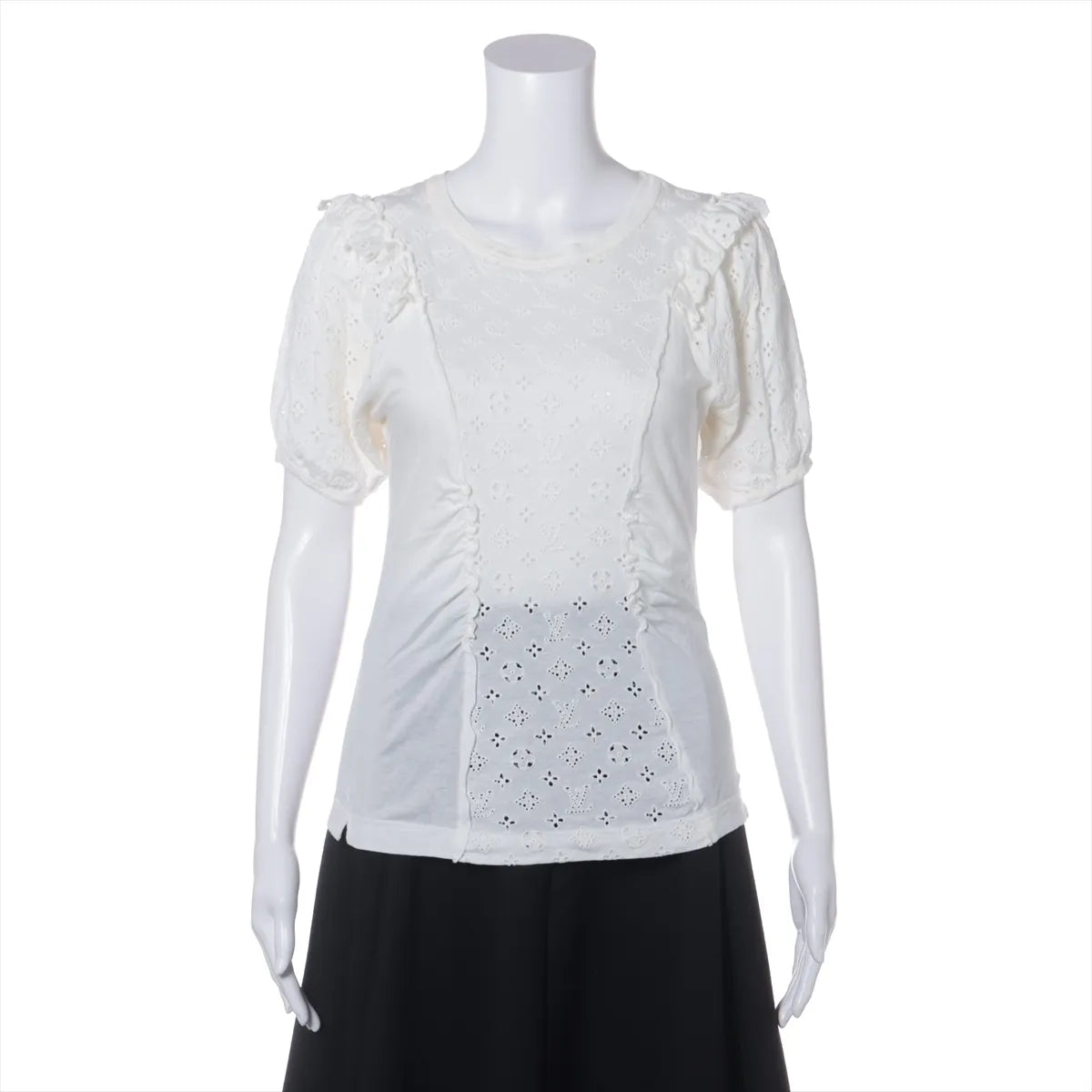Louis Vuitton Monogram Eyelet Cotton Blouse White