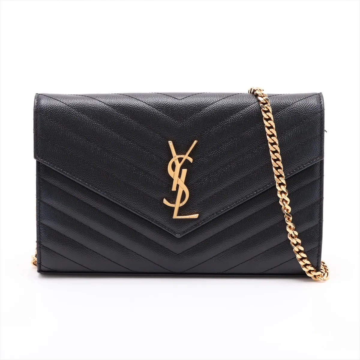 Saint Laurent Paris Cassandre Leather Wallet on Chain Black — product photo 1