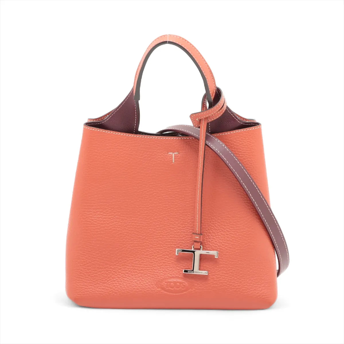 Tod's T Timeless Leather Two-Way Shoulder Bag Orange