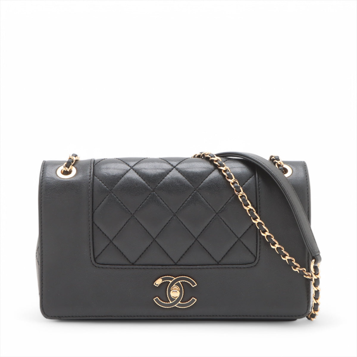 Chanel Mademoiselle CC Logo Matelasse Double Chain Shoulder Bag Black * PREORDER *
