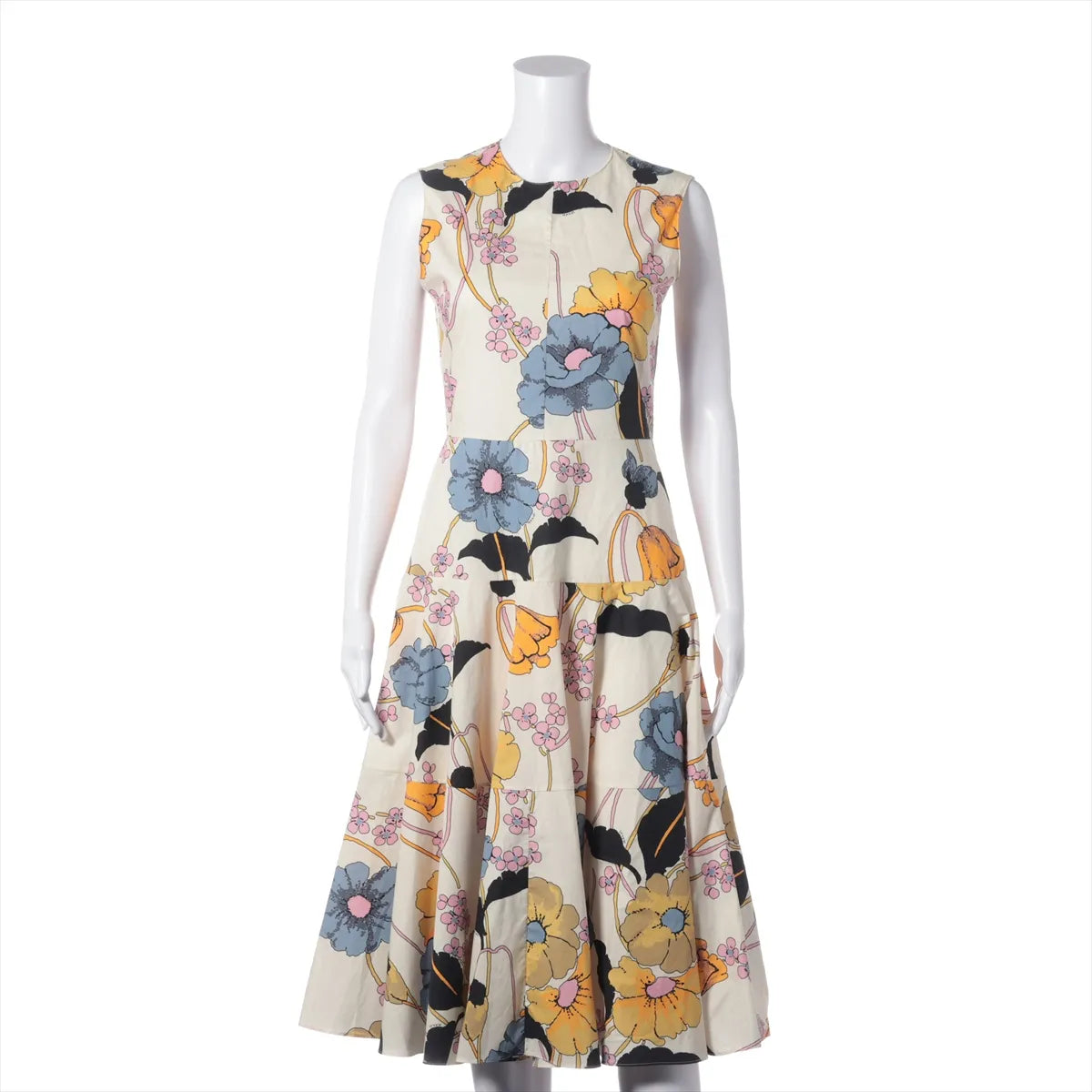 Marni Floral Cotton Sleeveless Midi Dress Multicolor