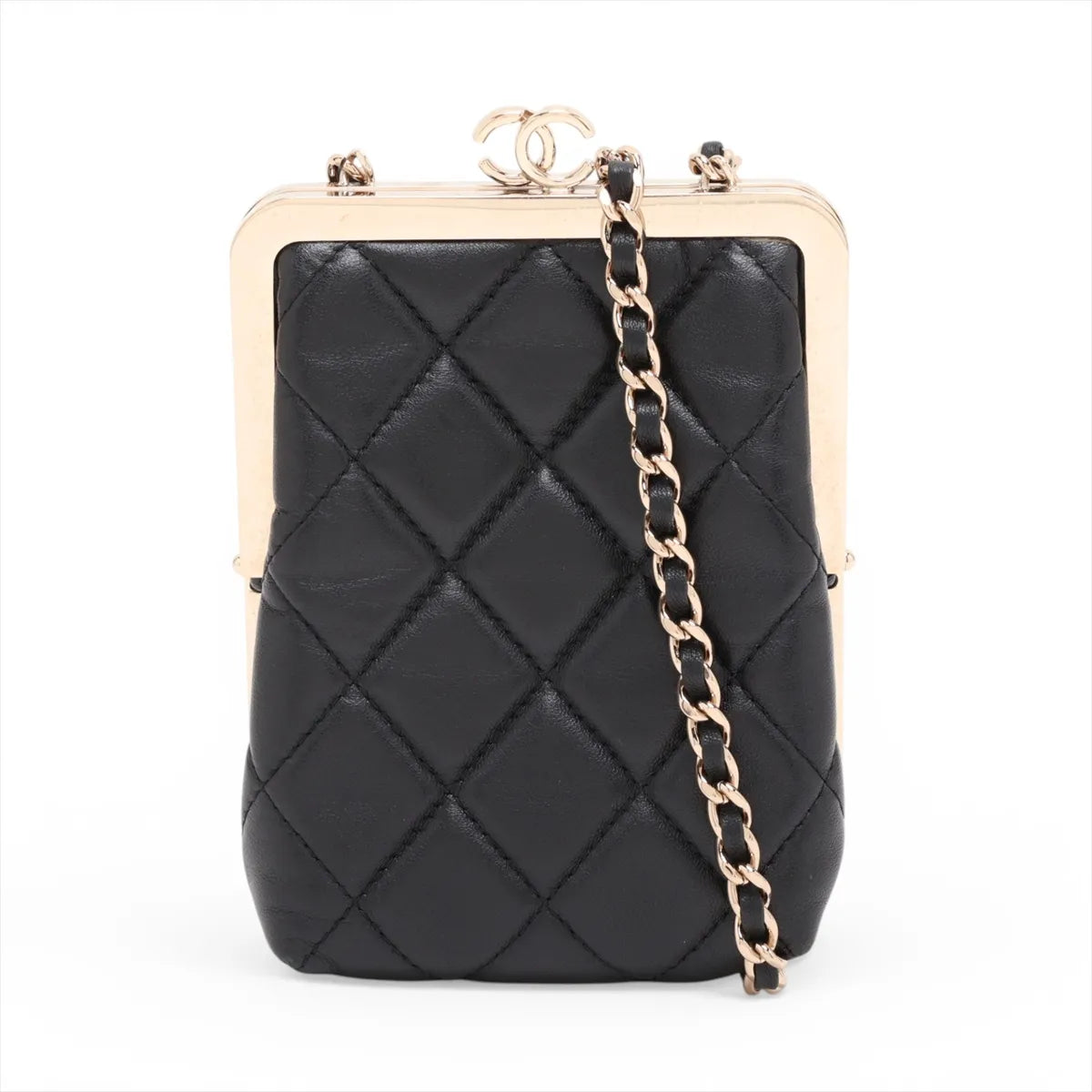 Chanel CC Logo Matelasse Lambskin Chain Shoulder Bag Black — product photo 1