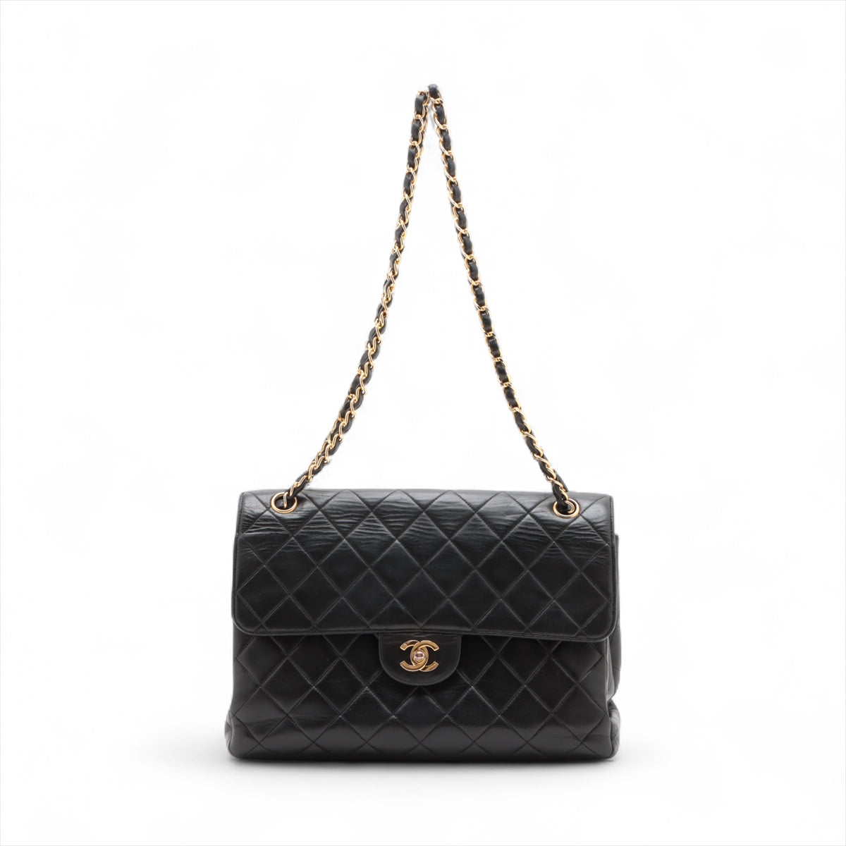 Chanel CC Logo Matelasse Lambskin Single Flap Double Chain Bag Black * PREORDER *