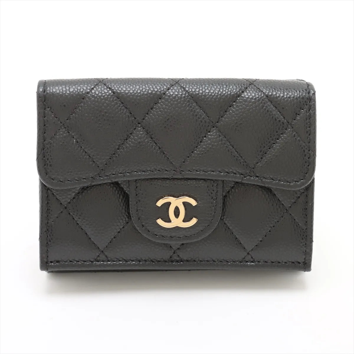 Chanel CC Logo Matelasse Caviar Skin Wallet Black