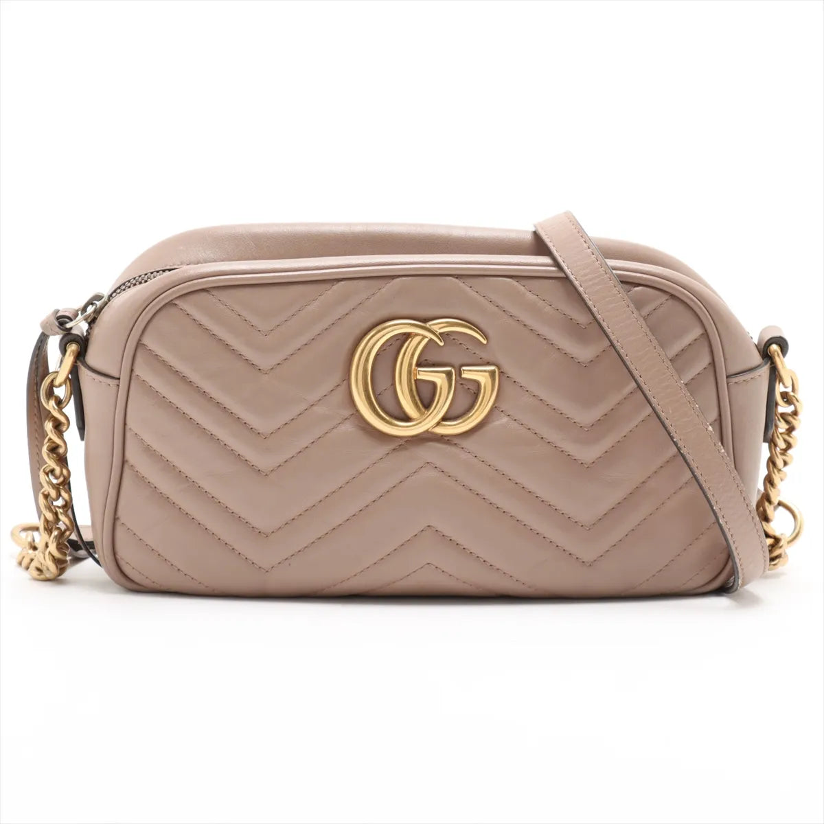 Gucci GG Marmont Chevron Leather Shoulder Bag Pink — product photo 1