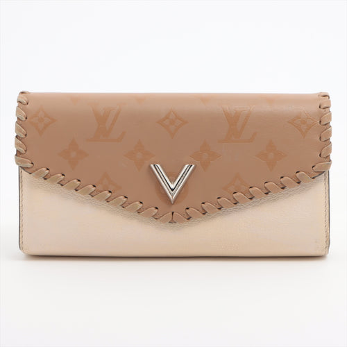 Louis Vuitton Monogram Glace Envelope Wallet Beige x Brown