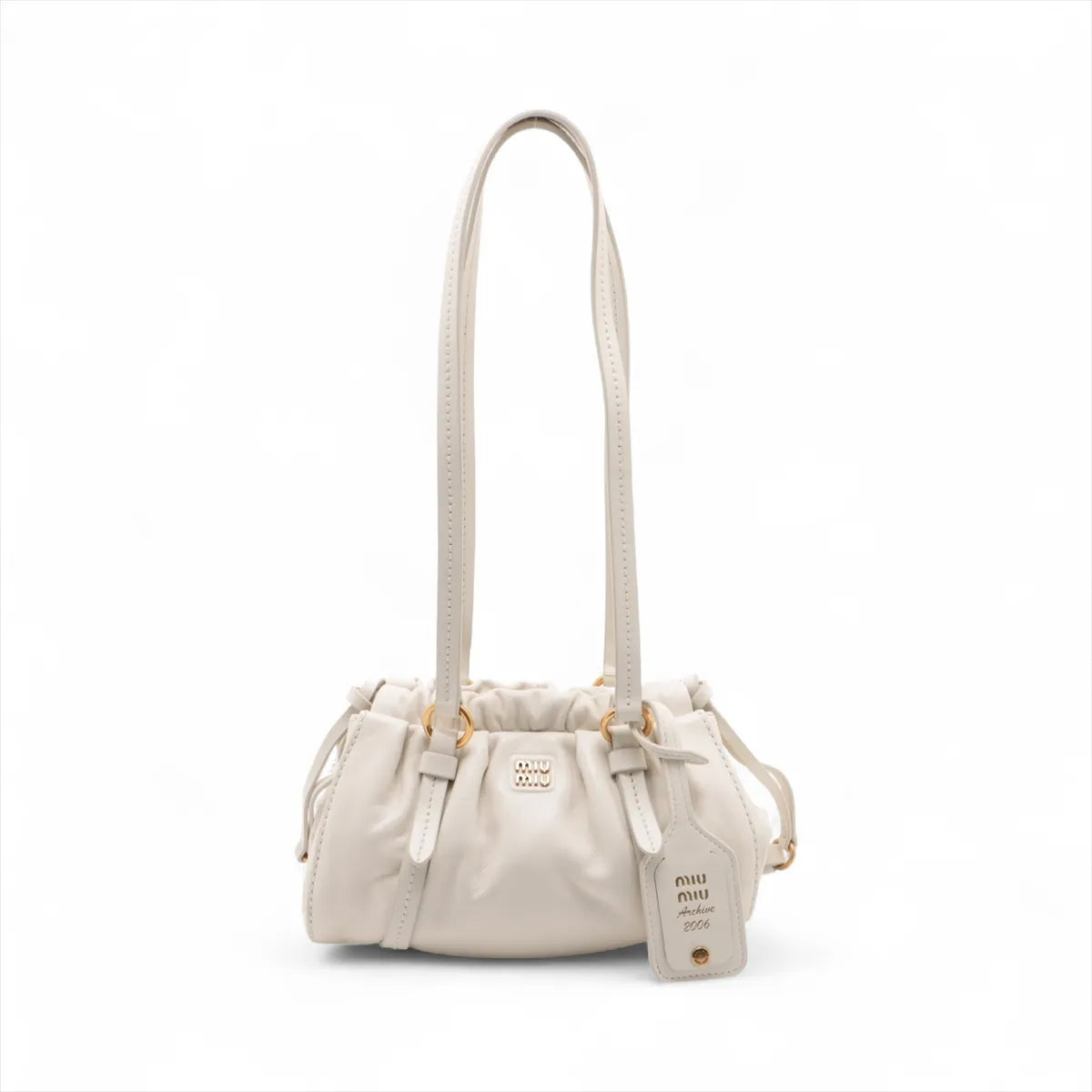 Miu Miu Joie Leather Shoulder Bag White