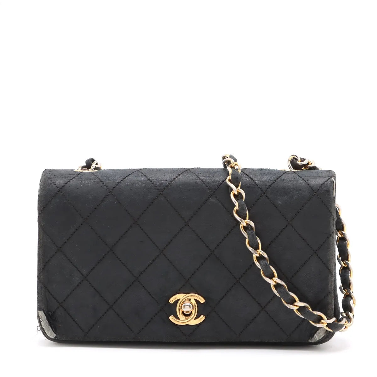 Chanel CC Logo Mini Matelasse 19 Lambskin Single Flap Single Chain Bag Black