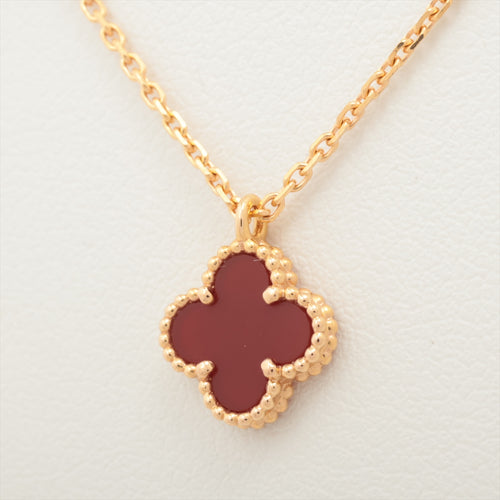 Van Cleef & Arpels Sweet Alhambra Carnelian Necklace Gold