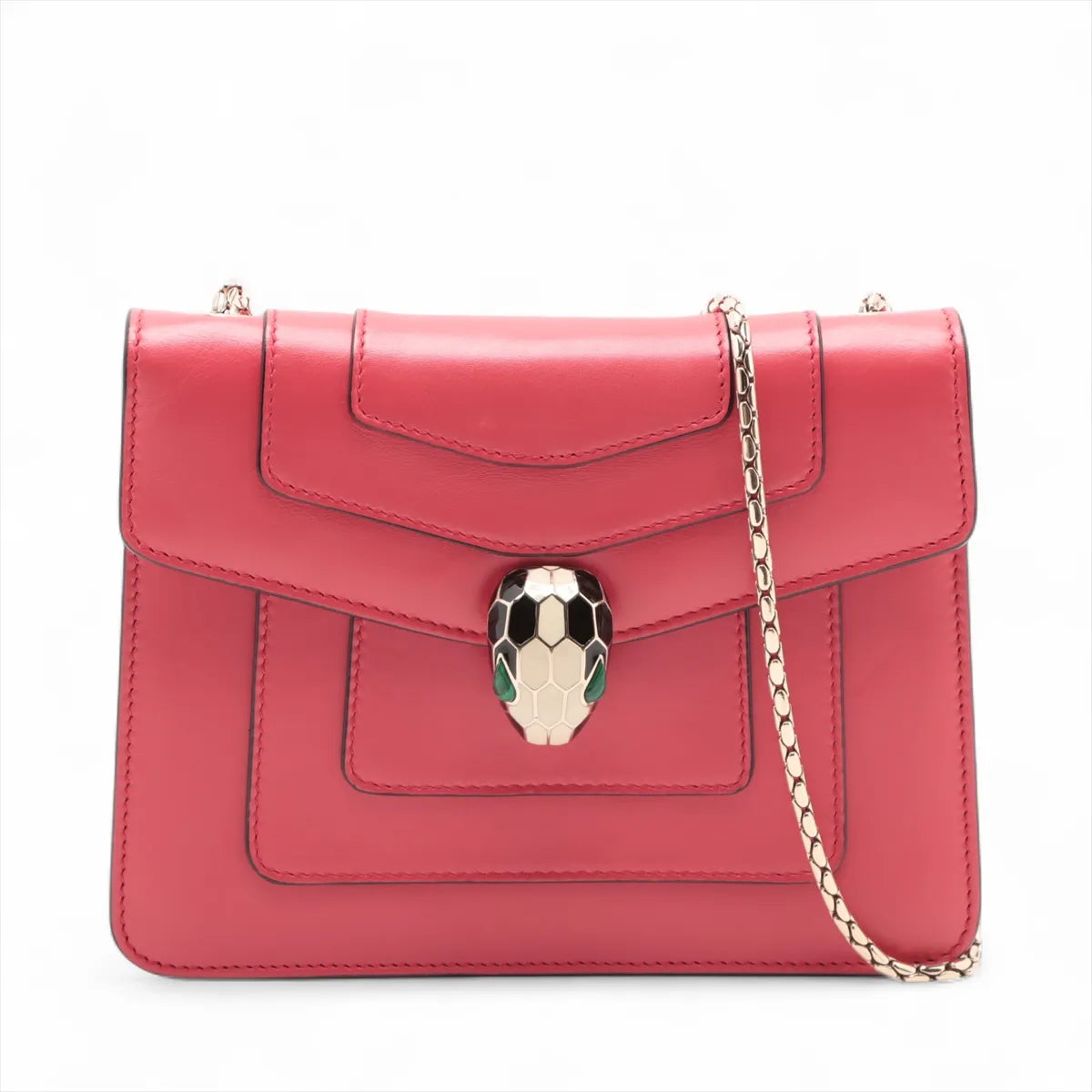 Bvlgari Serpenti Forever Leather Chain Shoulder Bag Red