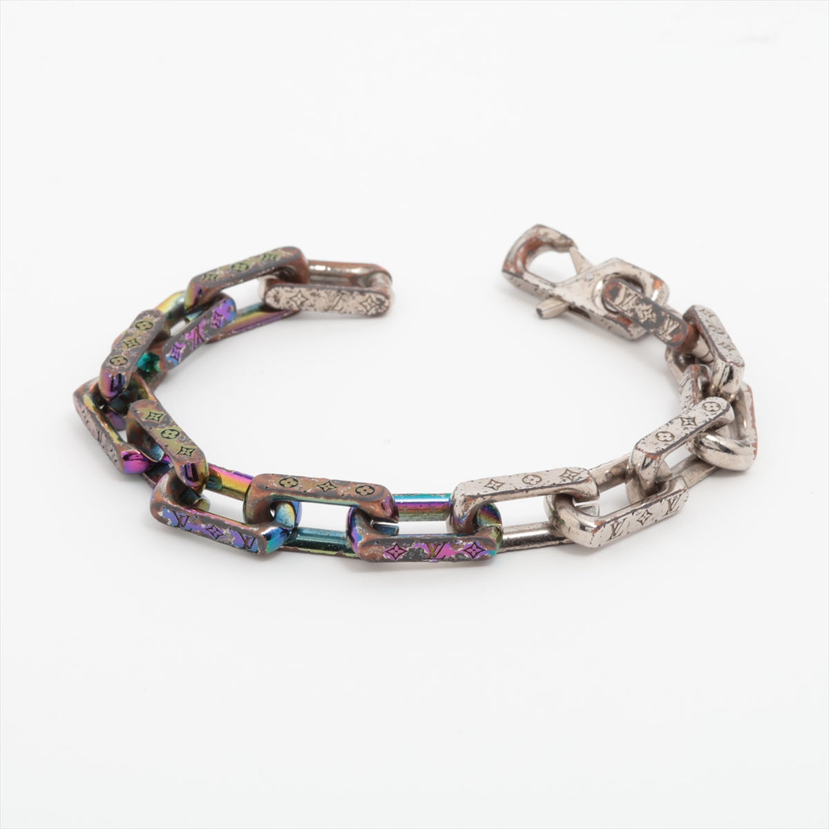 Louis Vuitton Monogram Chain Bracelet Multicolor x Silver