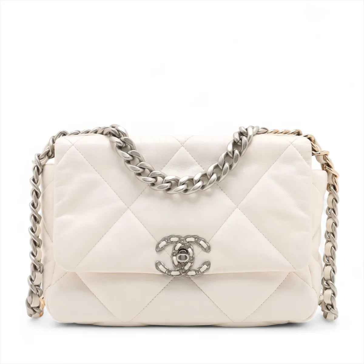 Chanel 19 Lambskin Chain Shoulder Bag White