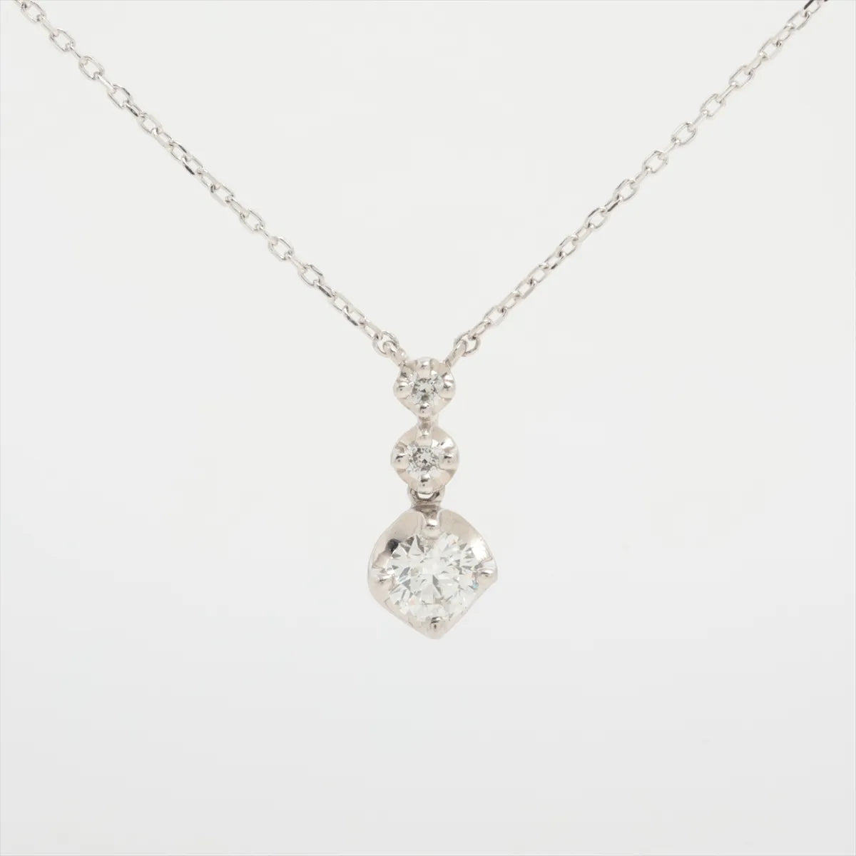 Platinum Three-Stone Graduated Diamond Drop Pendant Necklace — product photo 1