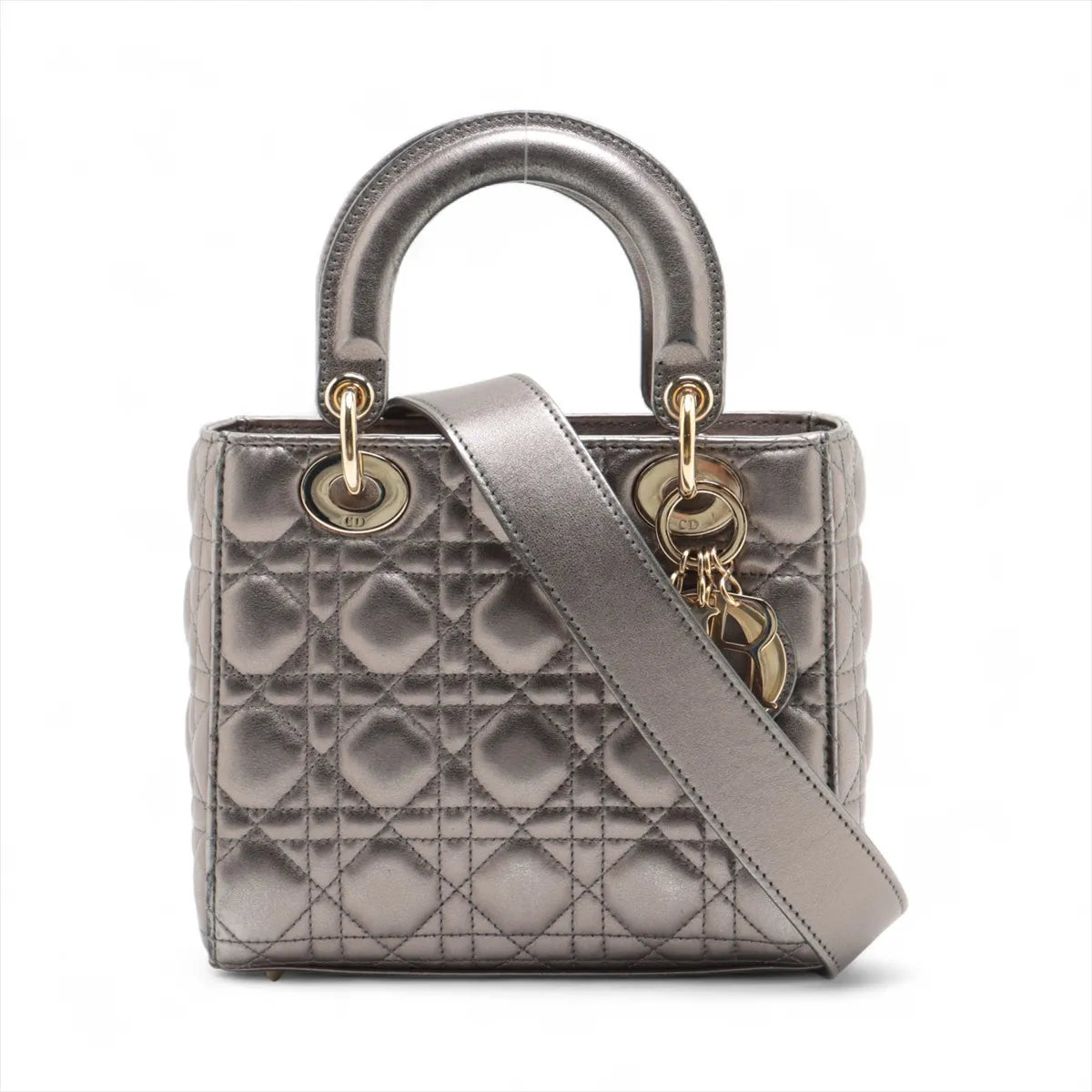 Christian Dior My Lady Dior Cannage Shoulder Bag Metallic Gray