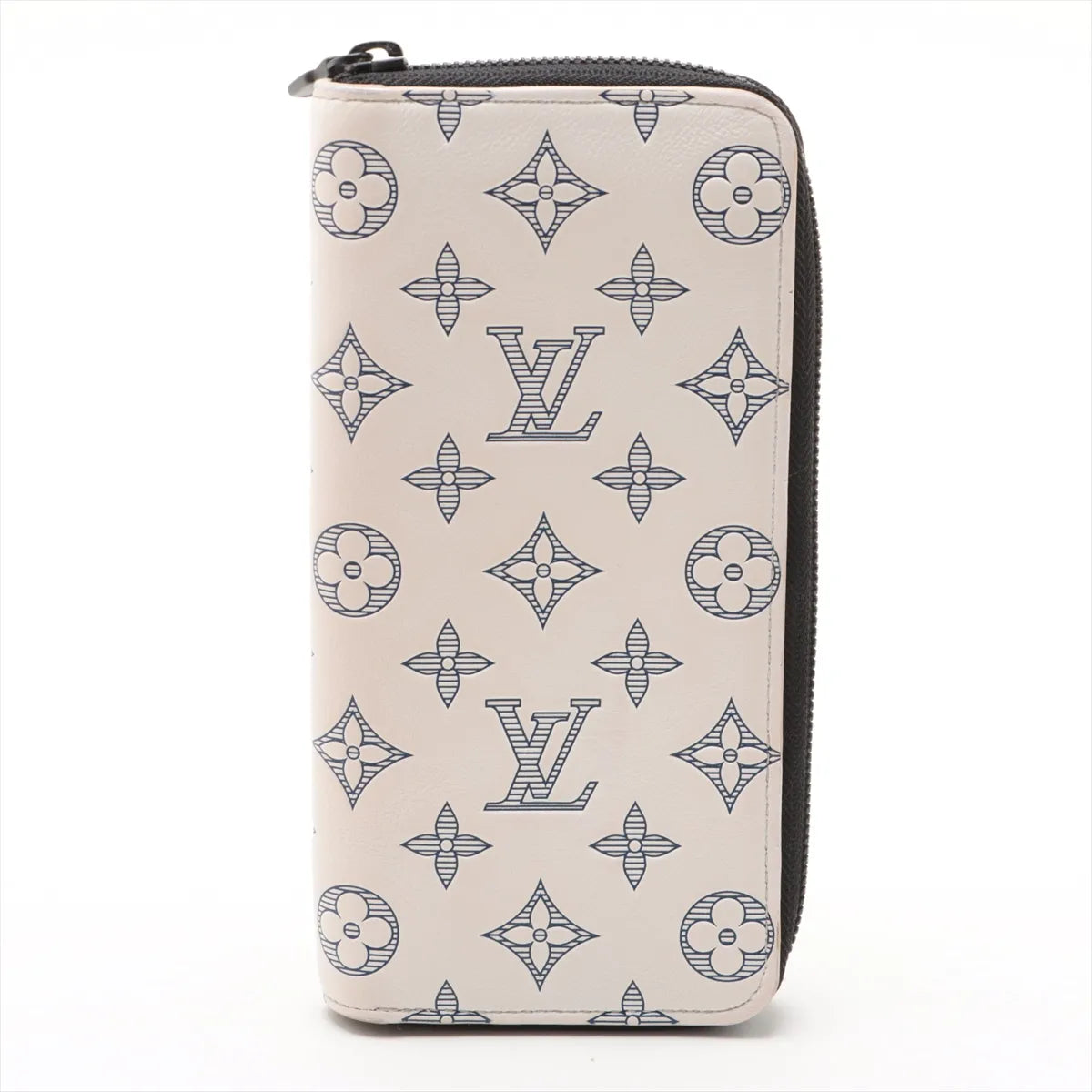 Louis Vuitton Monogram Shadow Zippy Vertical Wallet White x Blue