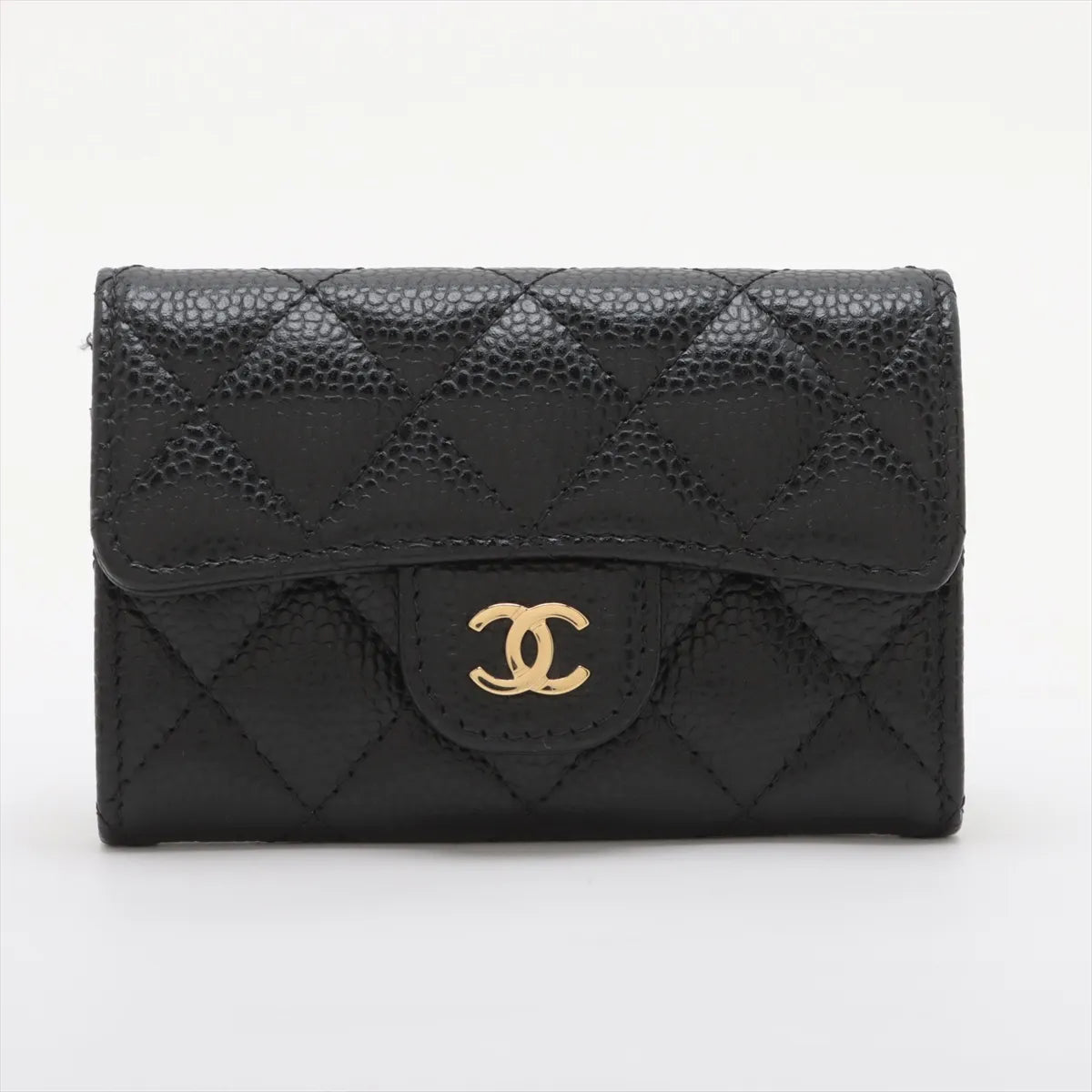 Chanel CC Logo Matelasse Caviar Skin Card Case Black