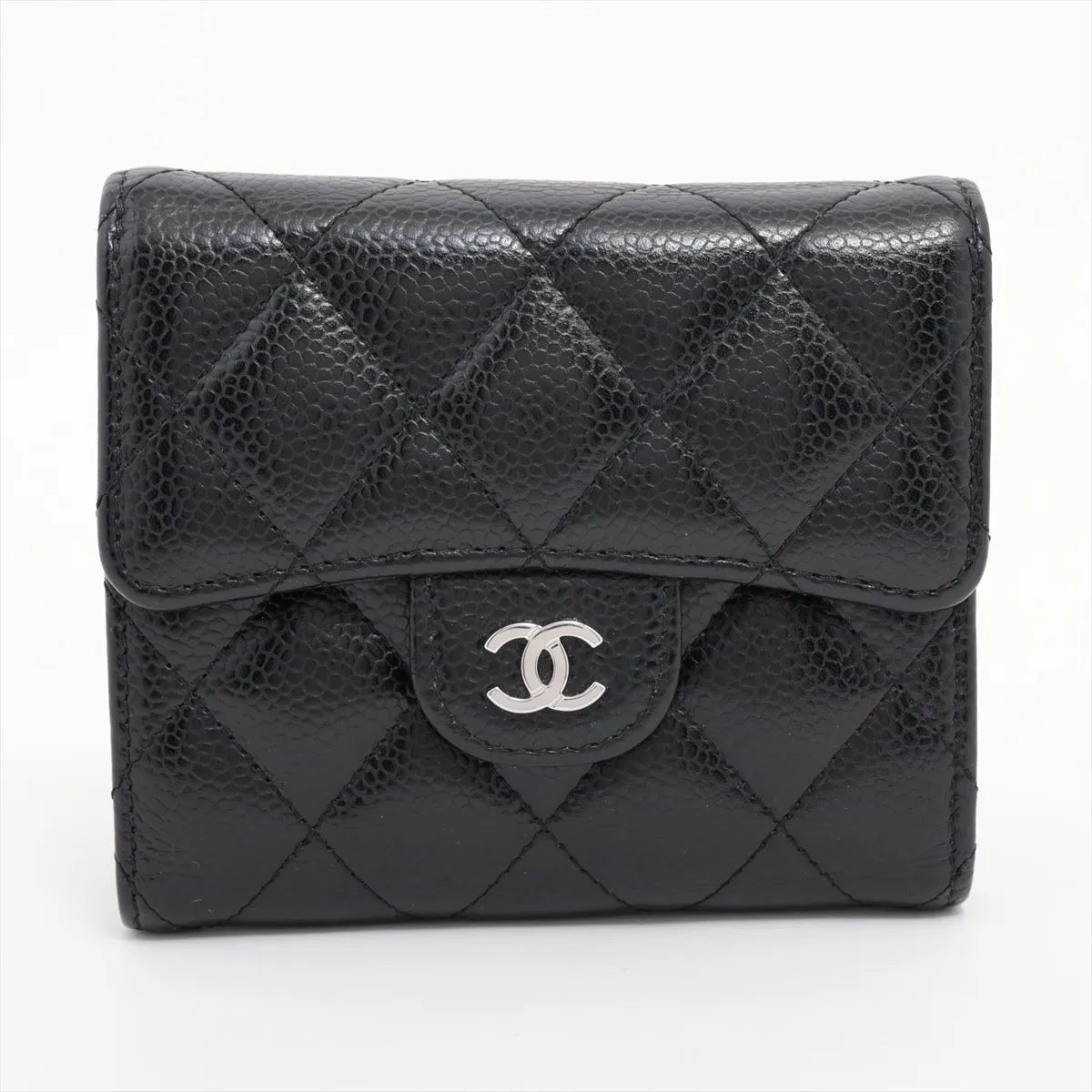 Chanel CC Logo Matelasse Caviar Skin Wallet Black