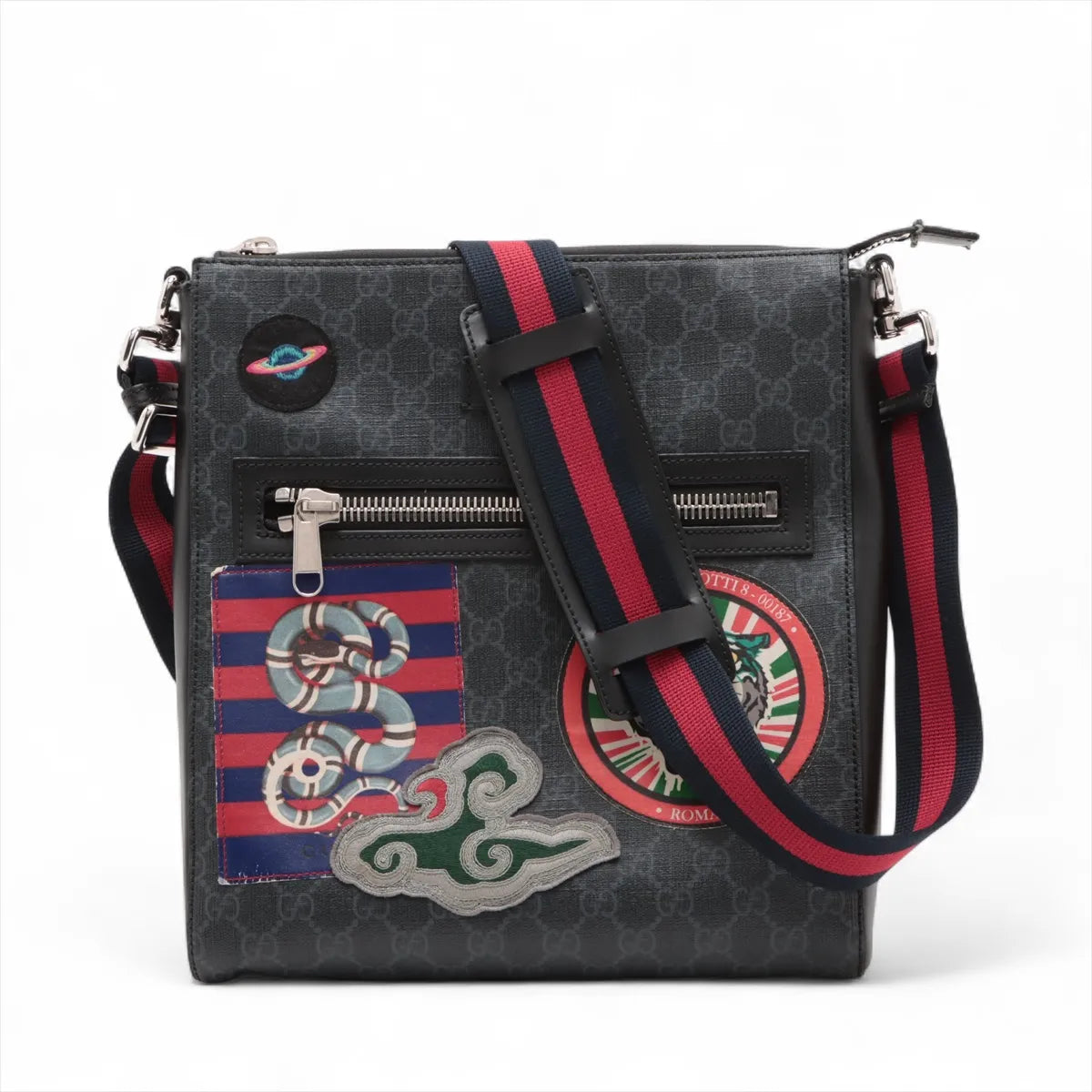 Gucci Black GG Supreme Canvas Night Courier Messenger Bag