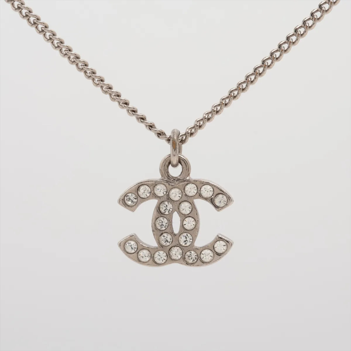 Chanel CC Logo Rhinestone Pendant Necklace