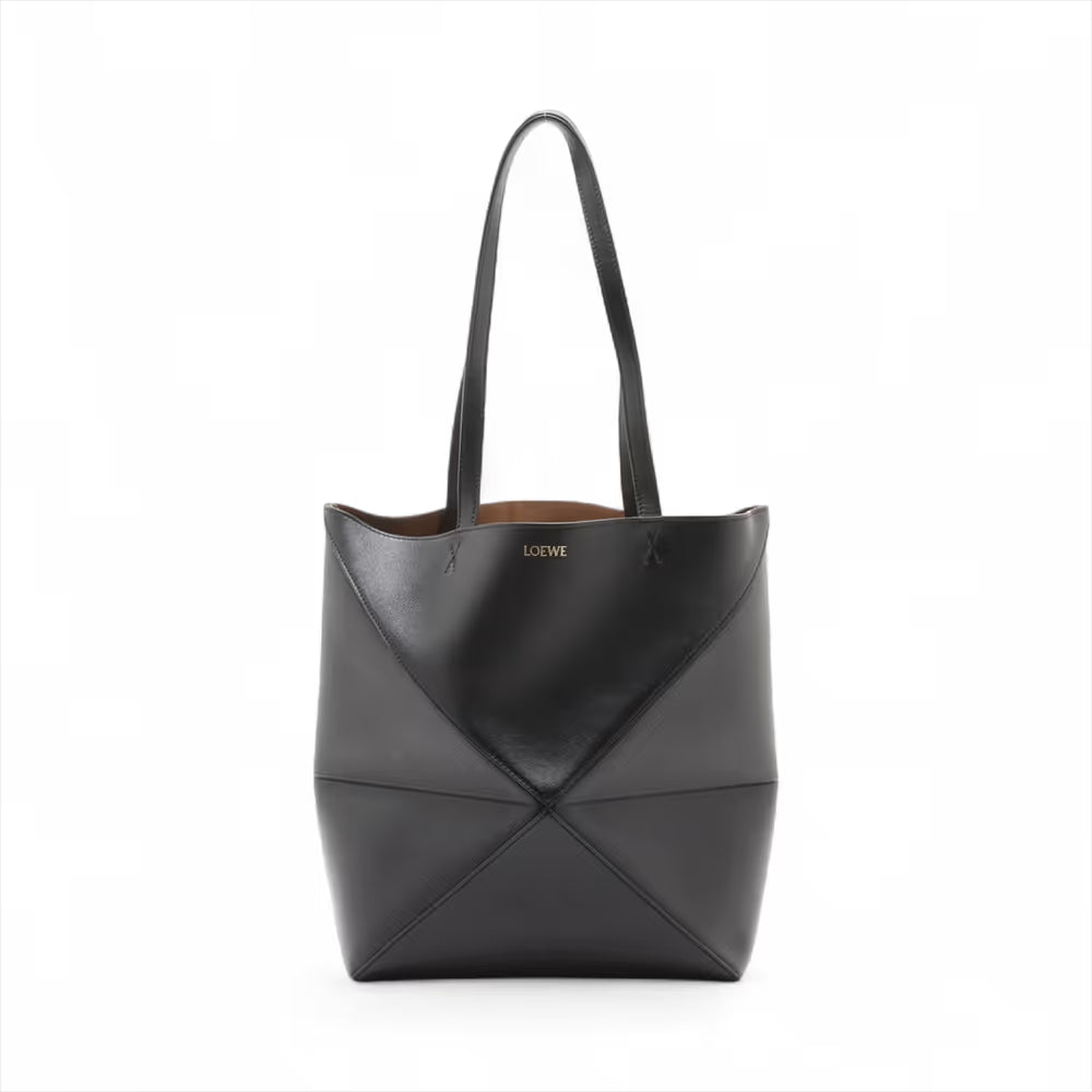 Loewe Puzzle Fold Medium Leather Tote Bag Black — product photo 1