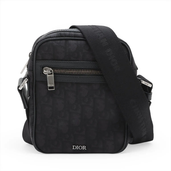 Dior Oblique Nylon Leather Shoulder Bag Black
