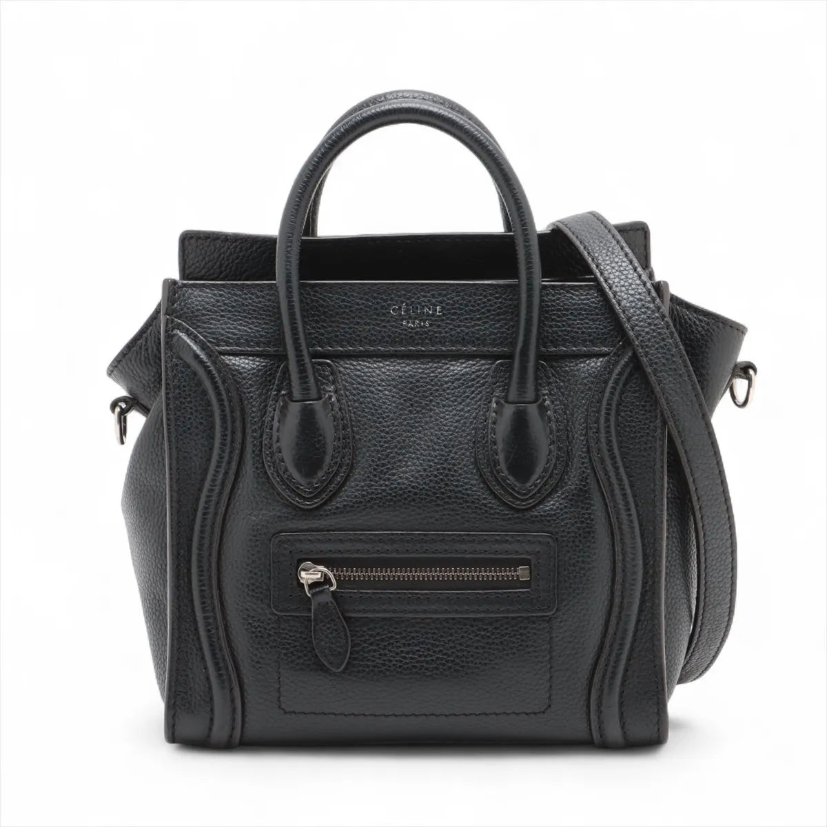 Celine Luggage Nano Shopper Leather Two-Way Handbag Black