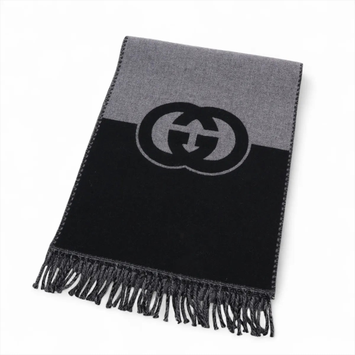 Gucci Interlocking G Wool & Cashmere Scarf Black x Gray