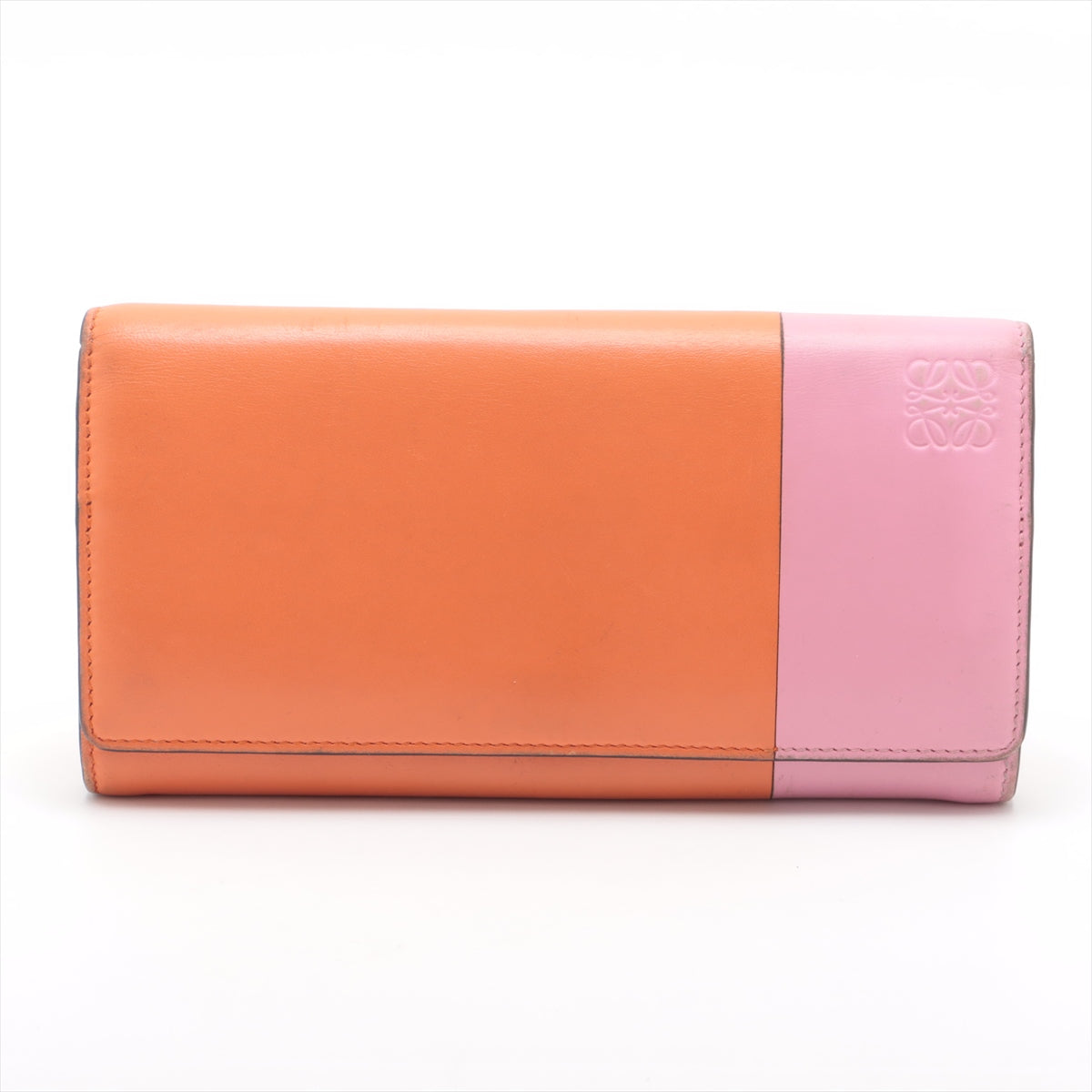 Loewe Anagram Bicolor Leather Wallet Pink x Orange