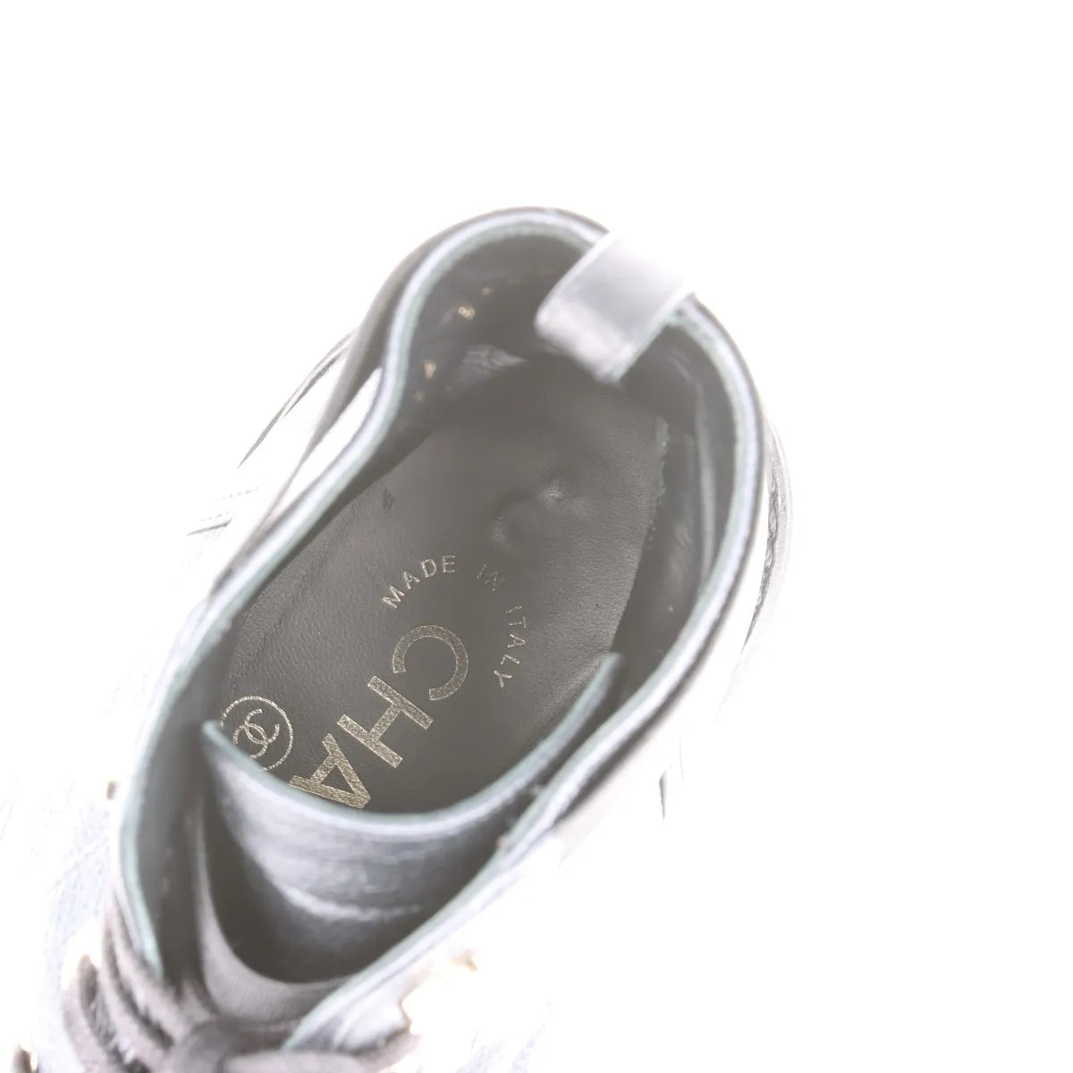 Chanel Logo Matelasse Leather Short Ladies Boots Black