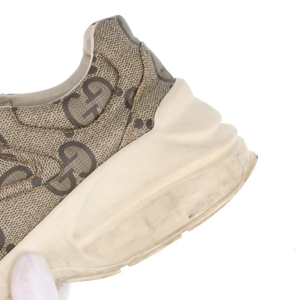Gucci Rhyton Leather Sneakers Mens Beige
