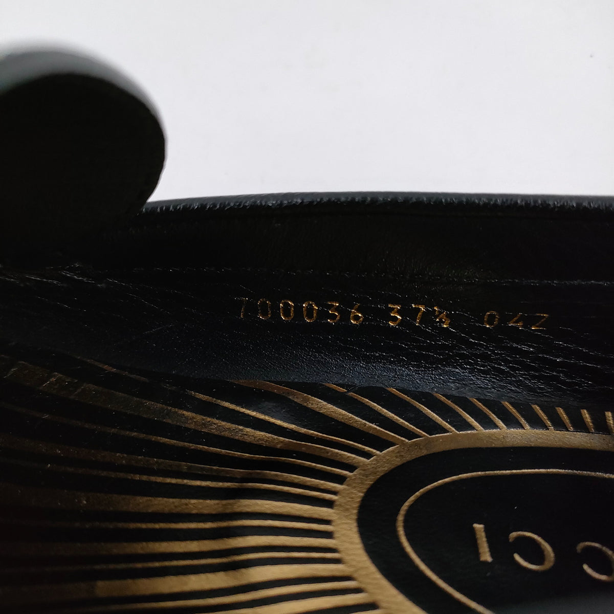 Gucci Black Leather Gold Logo Loafers — EU 37.5 — detail 6