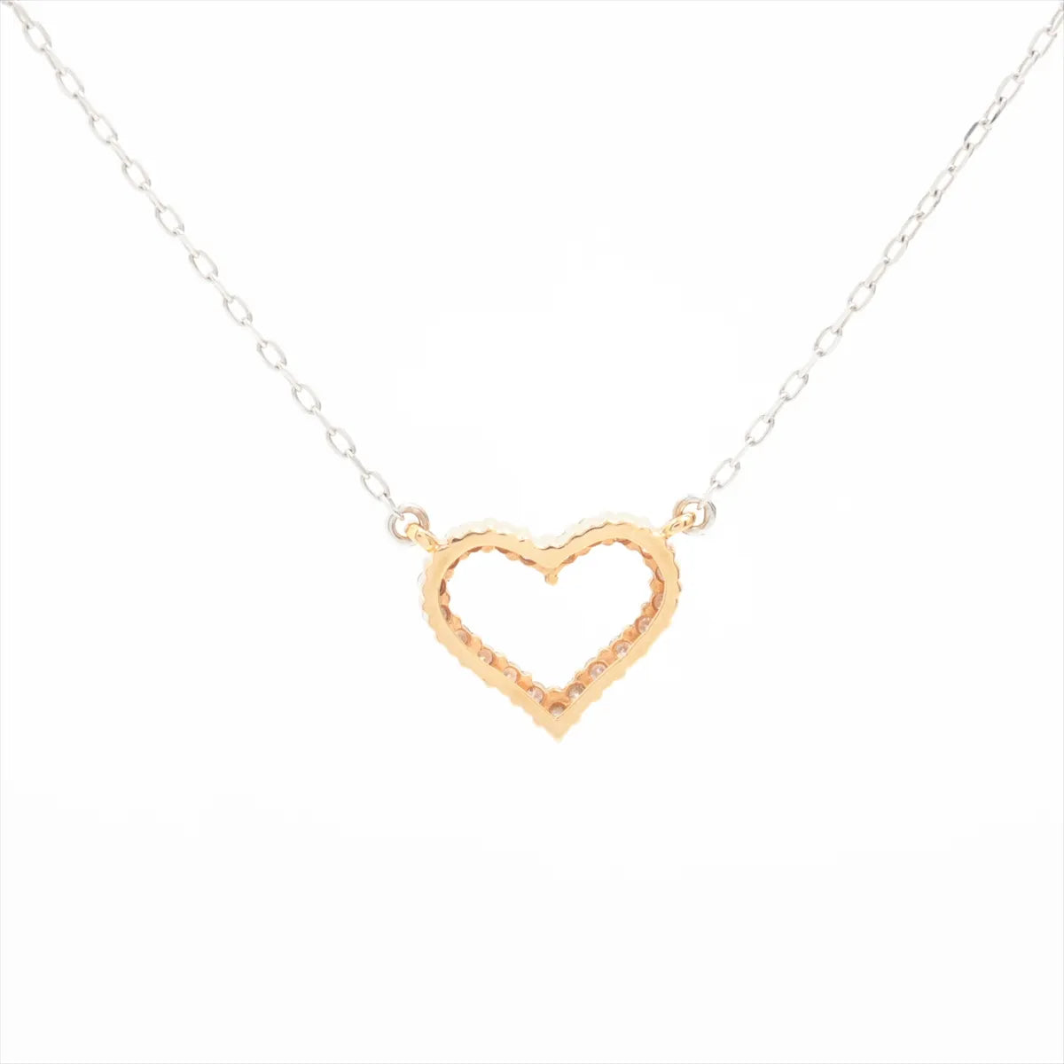 Open-Heart Diamond Necklace Yellow Gold x White Gold