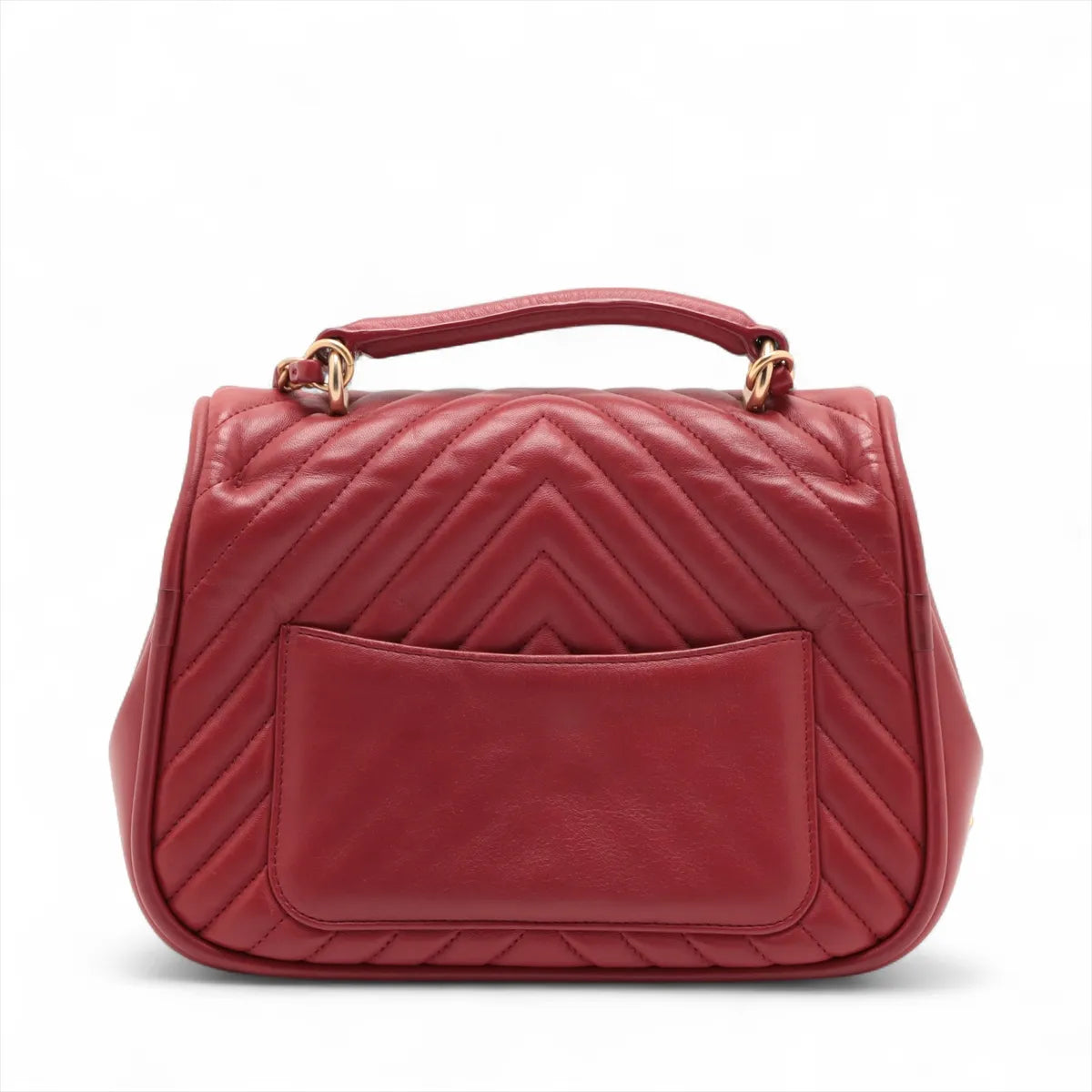 Chanel CC Logo V Stitch Lambskin Two-Way Shoulder Bag Red