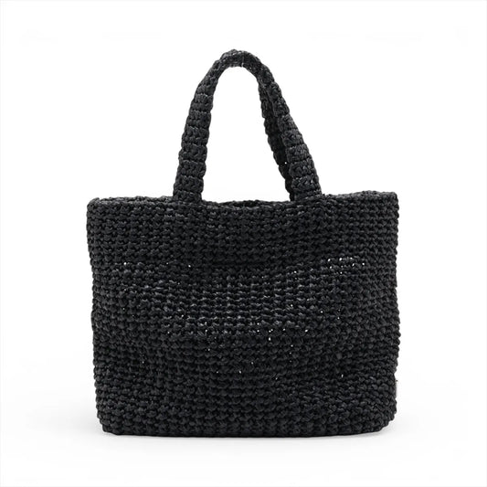 Prada Raffia Tote Bag Black