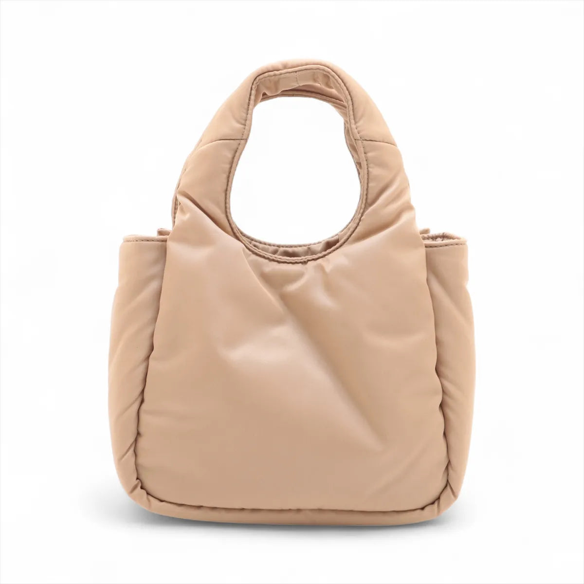 Prada Ribbon Nappa Padded Nylon Two-Way Handbag Beige