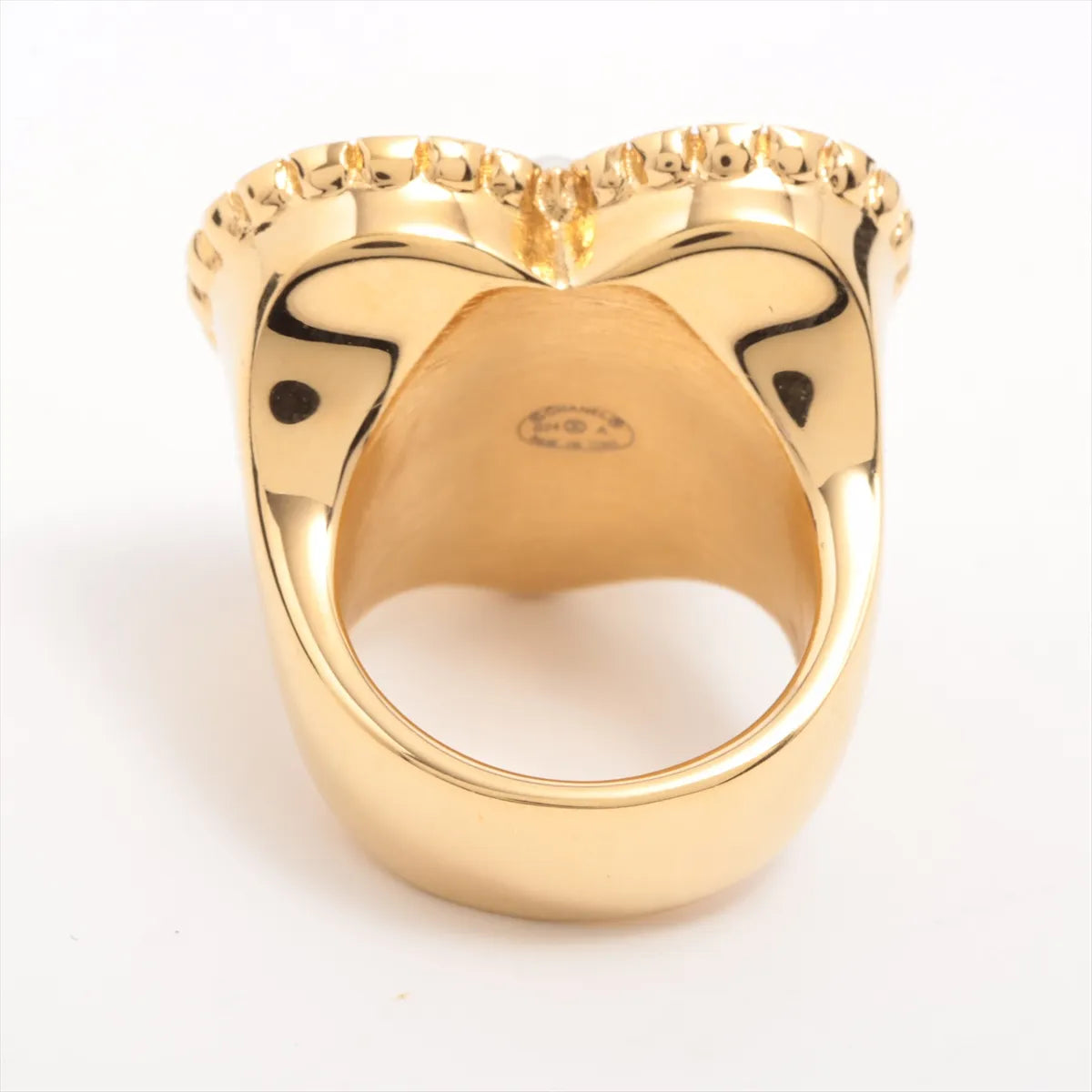 Chanel CC Logo Matelasse Heart Rhinestone Ring