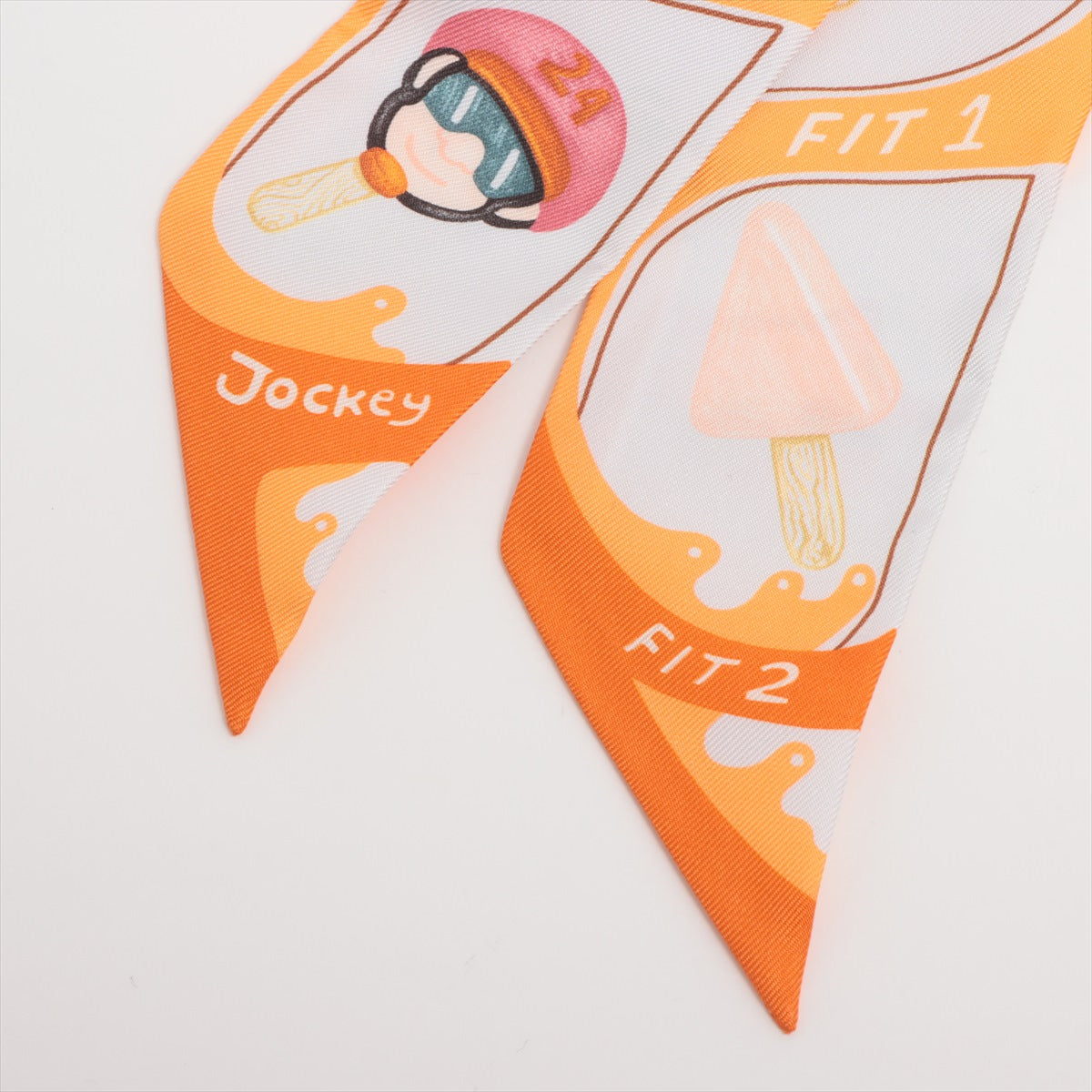 Hermès Twilly Funny Ice Cream Silk Orange x White