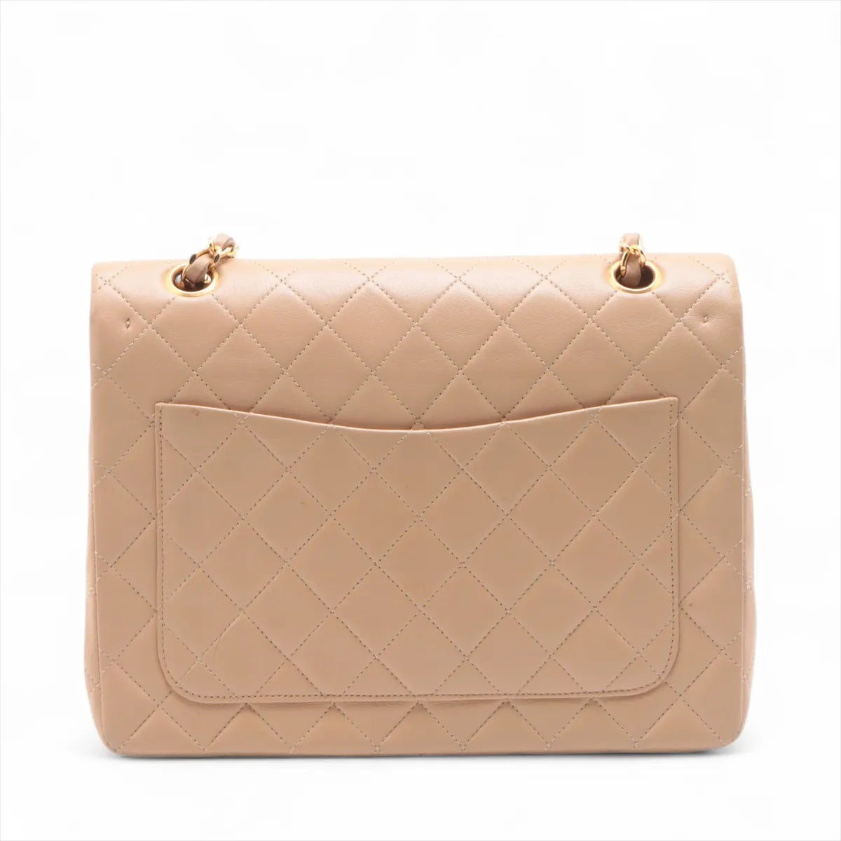 Chanel Matelasse Lambskin Double Flap Double Chain Bag Beige