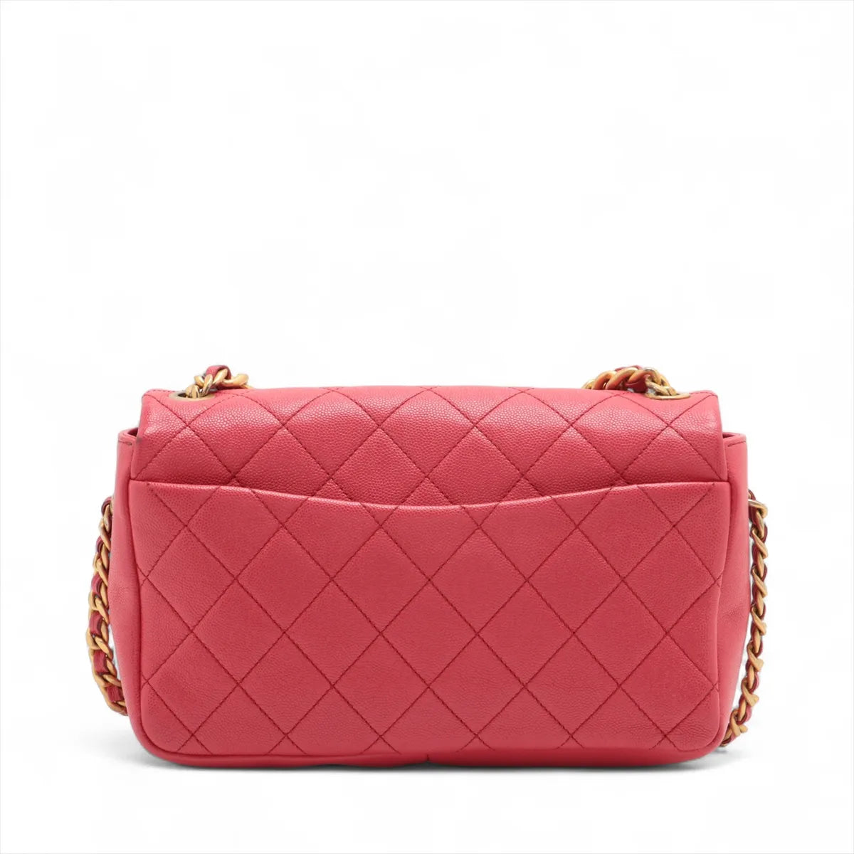 Chanel CC Logo Matelasse Caviar Skin Chain Shoulder Bag Pink