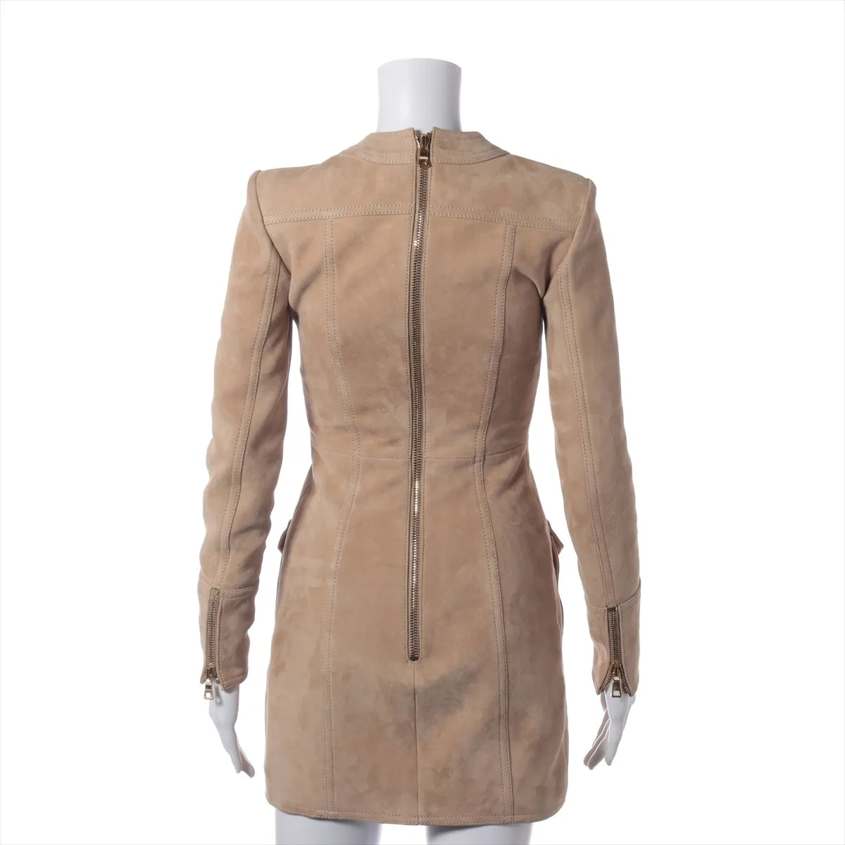 Balmain Lambskin Suede Dress Beige — product photo 2