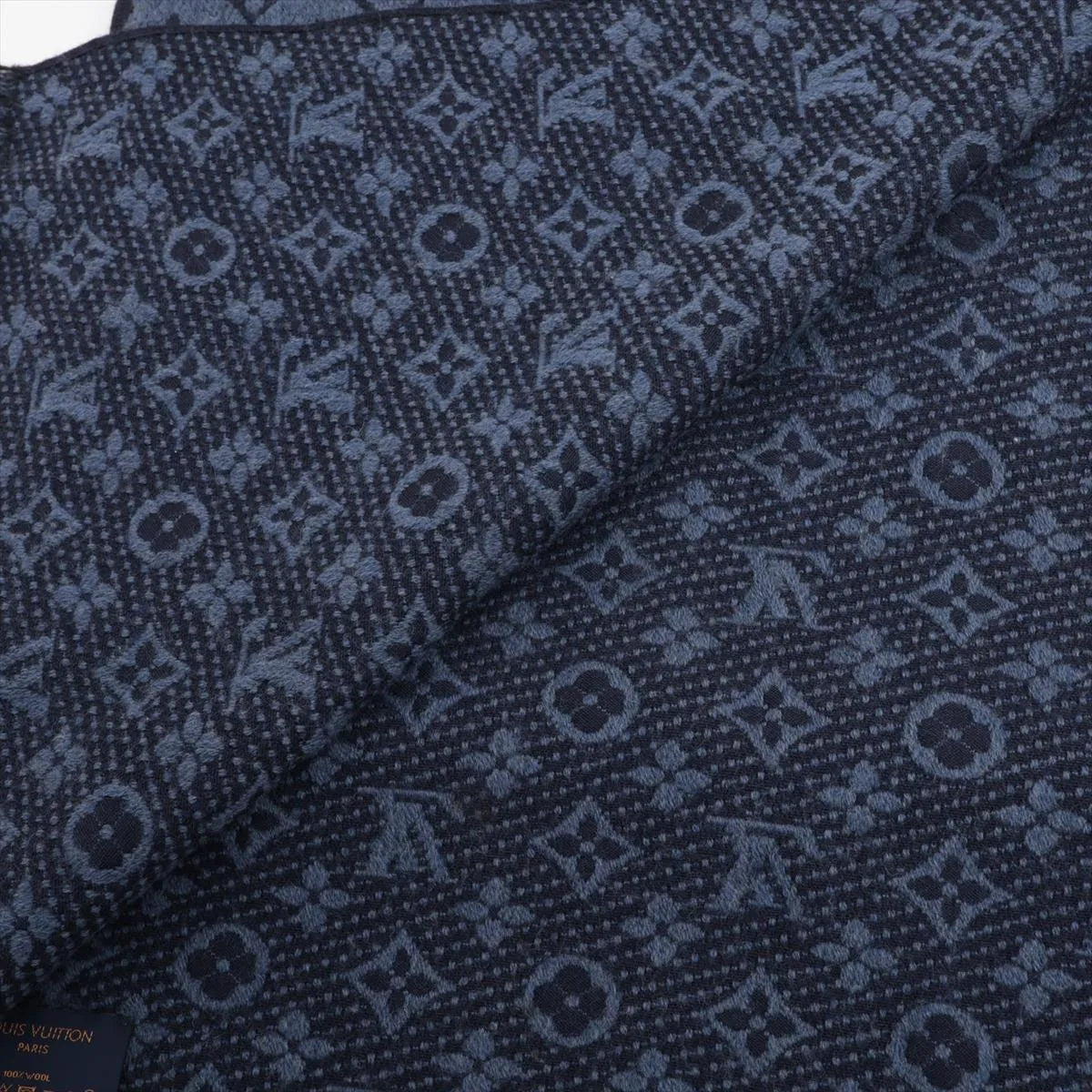 Louis Vuitton Monogram Classic Wool Scarf Navy Blue