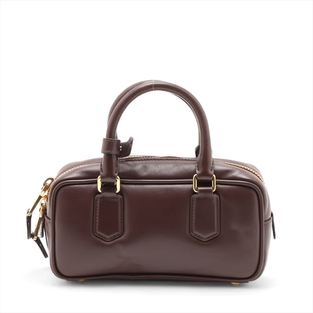 Miu Miu Arkady Leather Two-Way Handbag Brown — product photo 2