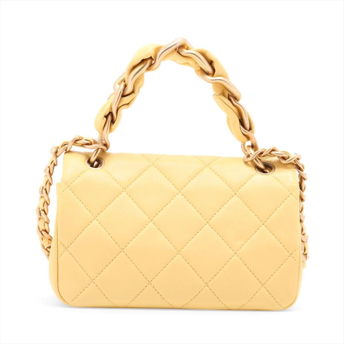 Chanel Mini Matelasse Lambskin Two-Way Shoulder Bag Yellow